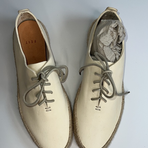 🥿NWT FEIT WOMENS ESPADRILLE TIE UP SHOES HAND SEWN IN COURT WHITE SIZE 40 - Picture 8 of 13